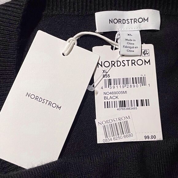 NWT Nordstrom Merino Wool Blend Shift Sweater Dress Size XL Black Long Sleeve - Picture 5 of 15